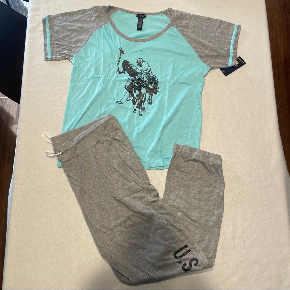 U.S. Polo Assn. Aqua and Gray Pajama Set, 2XL, NWT